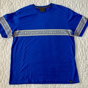 Casa Moda Men's XL Blue T-Shirt with Patterned Accents